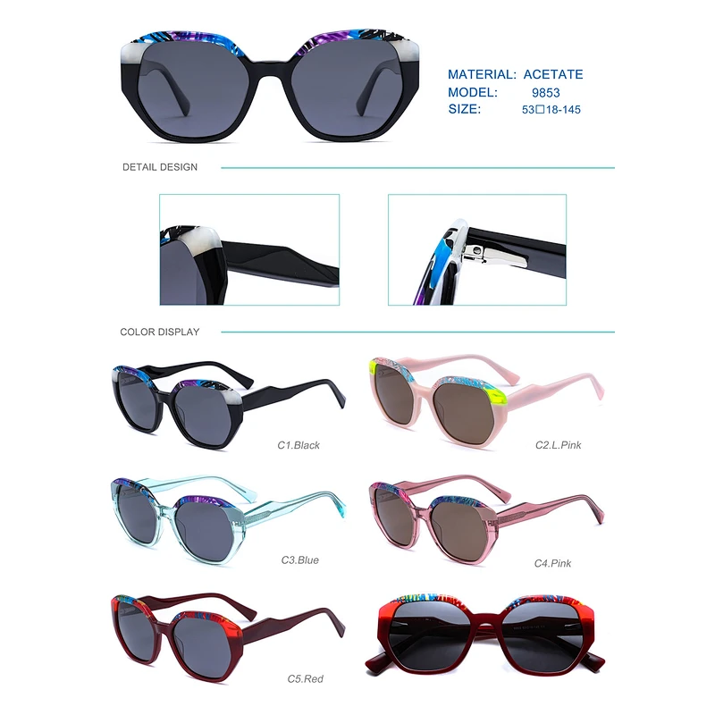 high quality new model custom logo acetate sunglasses